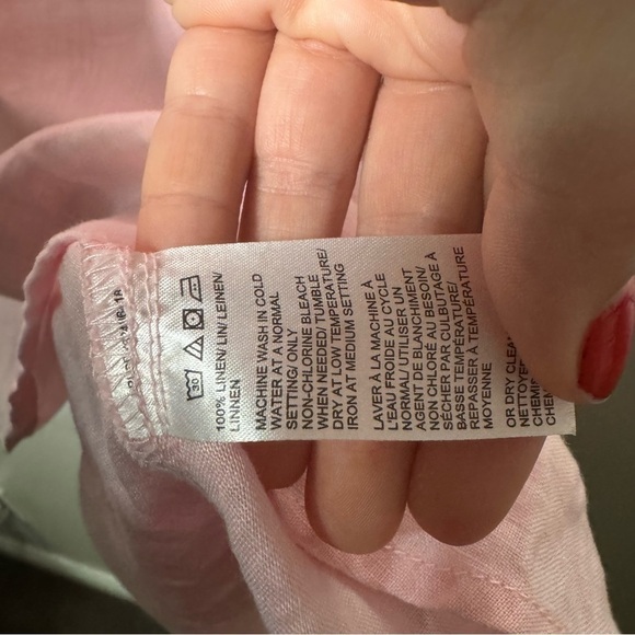 100% linen pastel  pink tank top M boho cottage beach - Picture 6 of 6